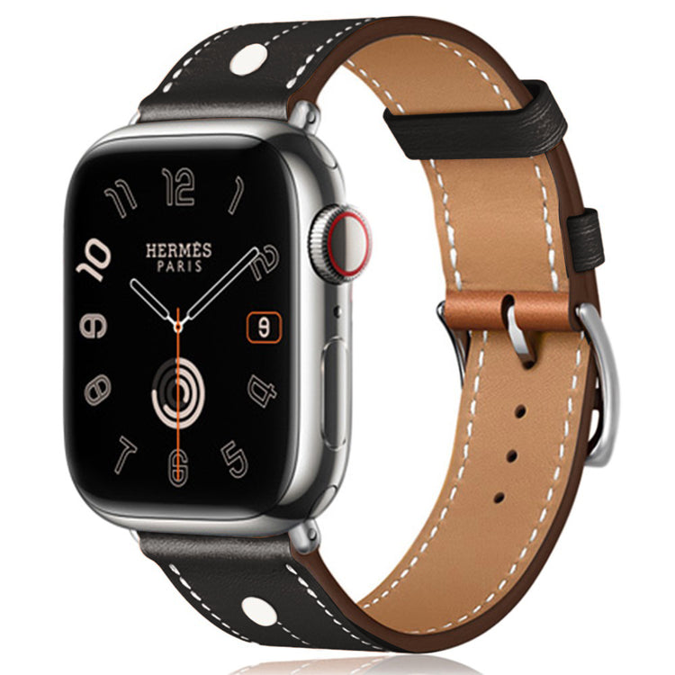 Glimrende Ægte Læder Universal Rem passer til Apple Smartwatch - Sort#serie_4