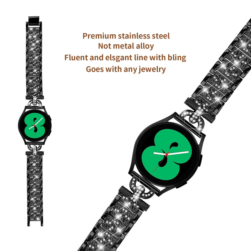 Yndigt Metal Og Rhinsten Universal Rem passer til Samsung Smartwatch - Sort#serie_2