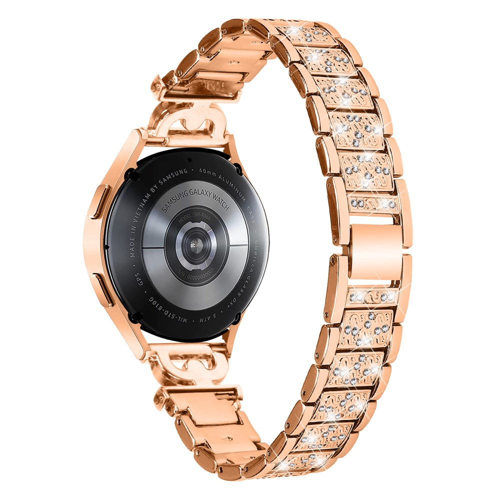 Yndigt Metal Og Rhinsten Universal Rem passer til Samsung Smartwatch - Pink#serie_3