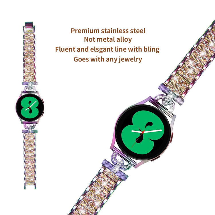 Yndigt Metal Og Rhinsten Universal Rem passer til Samsung Smartwatch - Flerfarvet#serie_4