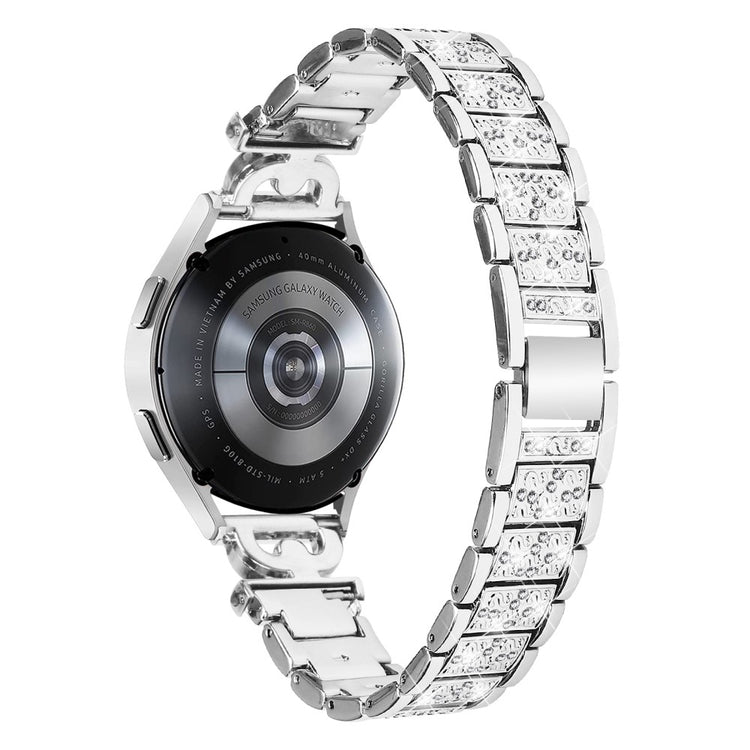 Yndigt Metal Og Rhinsten Universal Rem passer til Samsung Smartwatch - Sølv#serie_5