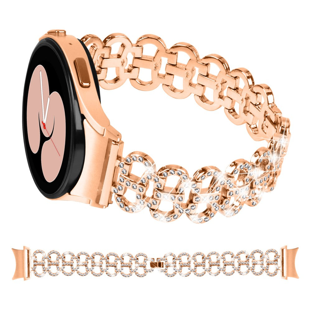 Fed Metal Og Rhinsten Universal Rem passer til Samsung Smartwatch - Pink#serie_3