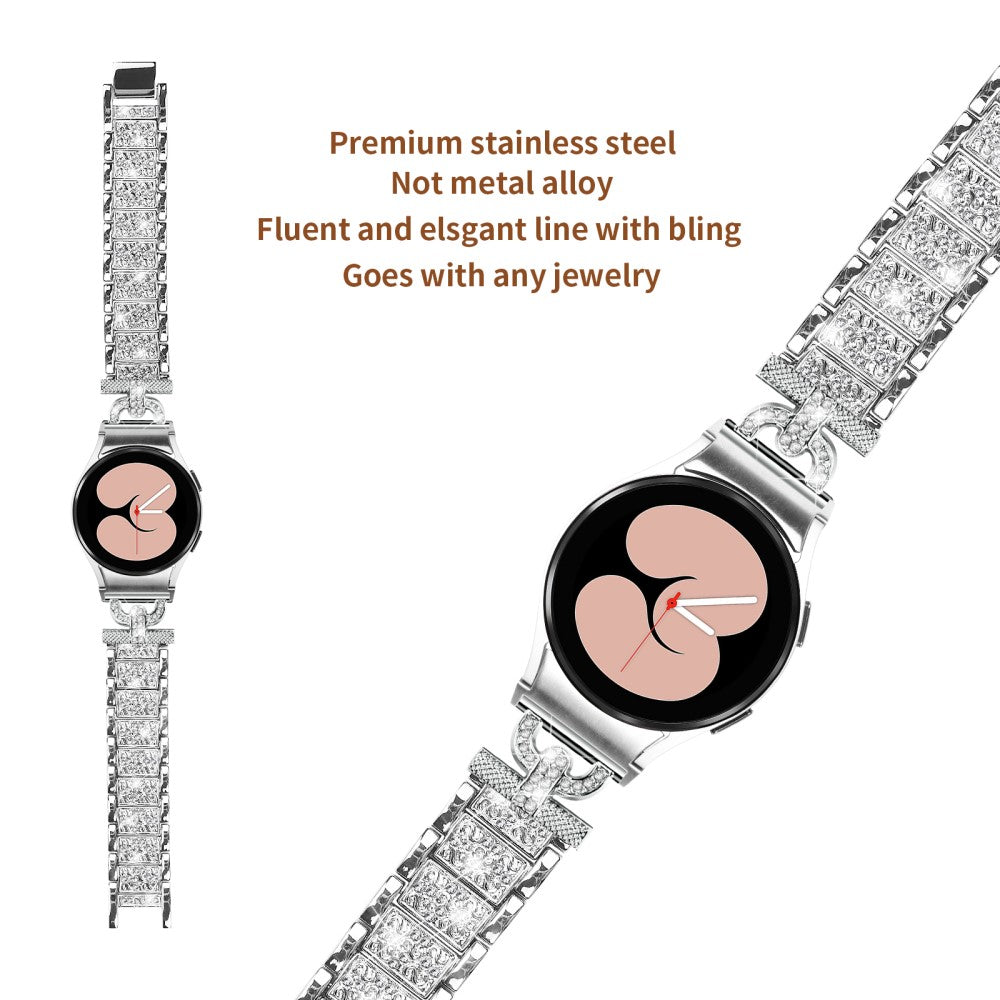 Smuk Metal Og Rhinsten Universal Rem passer til Samsung Smartwatch - Sølv#serie_1