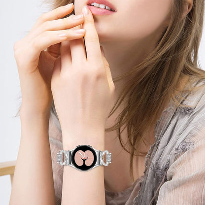 Smuk Metal Og Rhinsten Universal Rem passer til Samsung Smartwatch - Sølv#serie_1