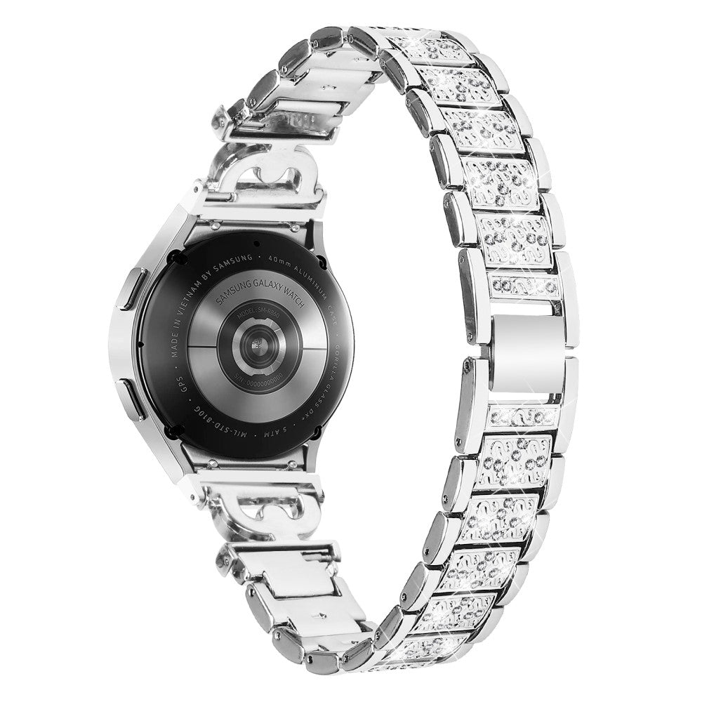 Smuk Metal Og Rhinsten Universal Rem passer til Samsung Smartwatch - Sølv#serie_1