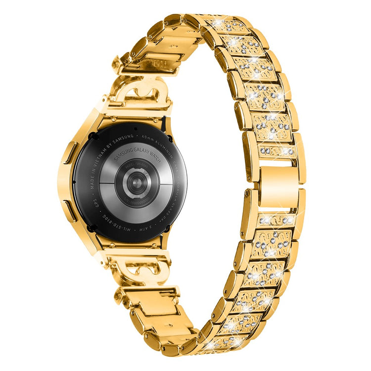 Smuk Metal Og Rhinsten Universal Rem passer til Samsung Smartwatch - Guld#serie_3