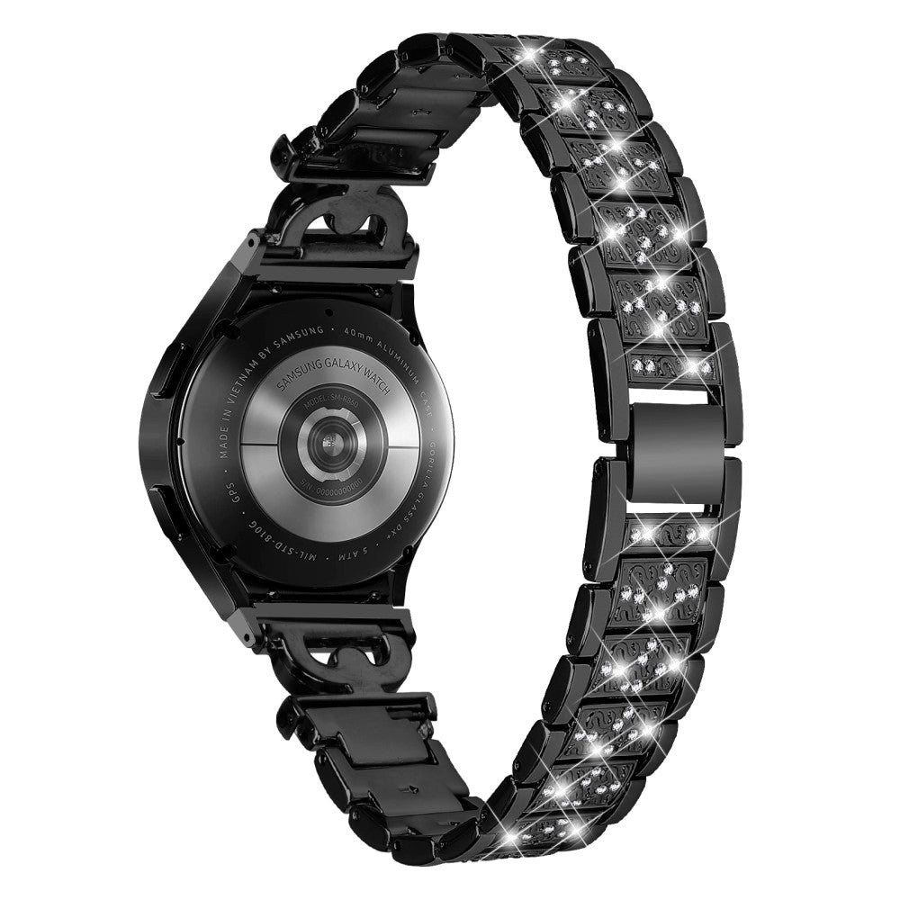 Holdbart Metal Og Rhinsten Universal Rem passer til Samsung Smartwatch - Sort#serie_1