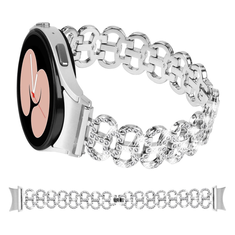 Metal Og Rhinsten Universal Rem passer til Samsung Galaxy Watch 6 (40mm) / Samsung Galaxy Watch 6 (44mm) - Sølv#serie_4