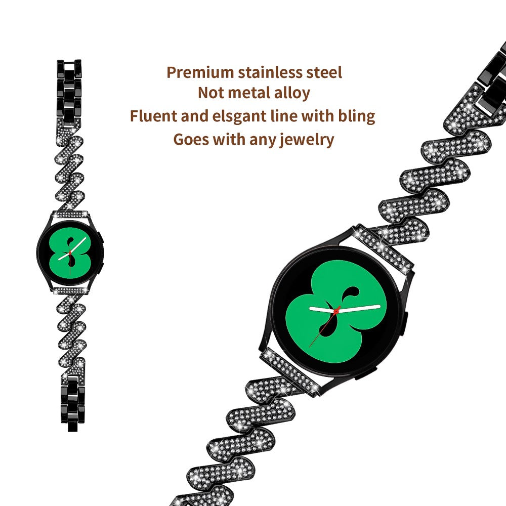 Meget Pænt Metal Og Rhinsten Universal Rem passer til Smartwatch - Sort#serie_1