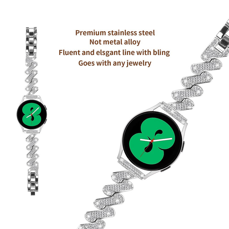Meget Pænt Metal Og Rhinsten Universal Rem passer til Smartwatch - Sølv#serie_4
