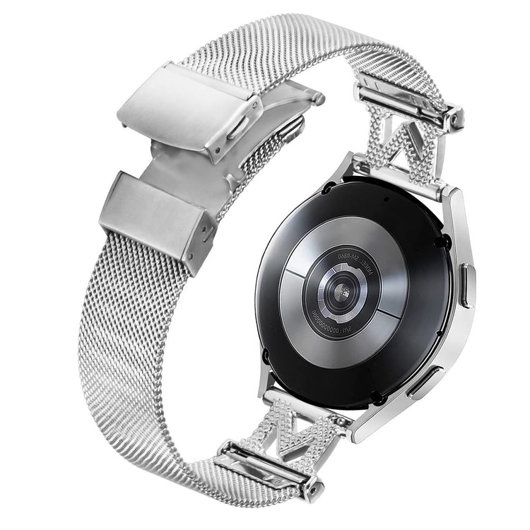 Rigtigt Fed Metal Og Rhinsten Universal Rem passer til Smartwatch - Sølv#serie_032