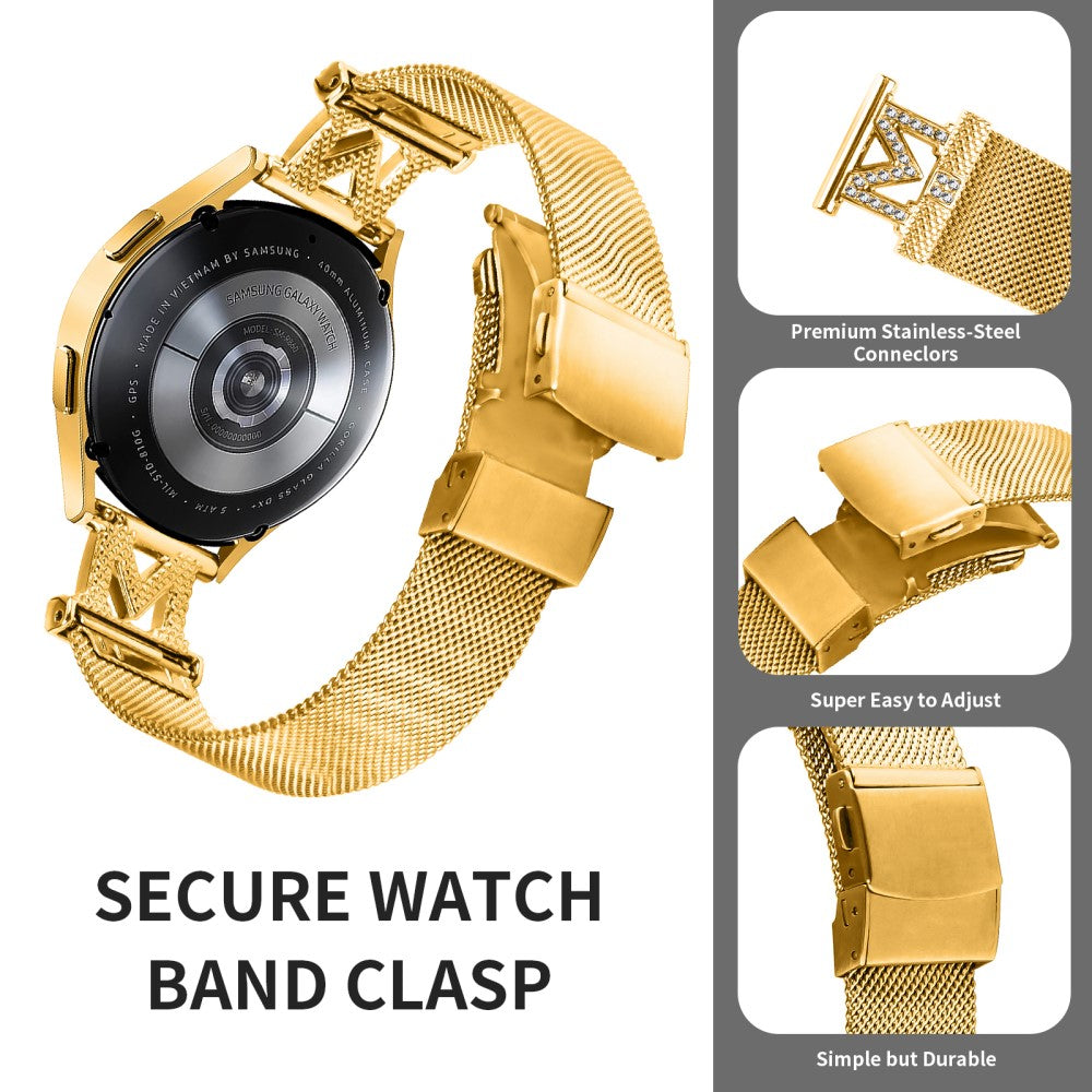 Meget Elegant Metal Og Rhinsten Universal Rem passer til Smartwatch - Guld#serie_1