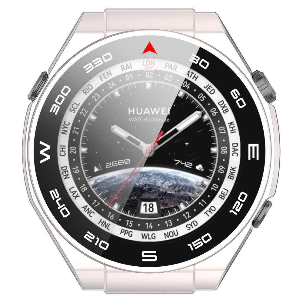 Vildt Godt Cover med Skærmbeskytter i Plastik og Hærdet Glas passer til Huawei Watch Ultimate - Hvid#serie_7