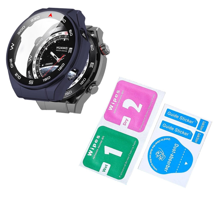 Fint Cover med Skærmbeskytter i Plastik og Glas passer til Huawei Watch Ultimate - Blå#serie_1
