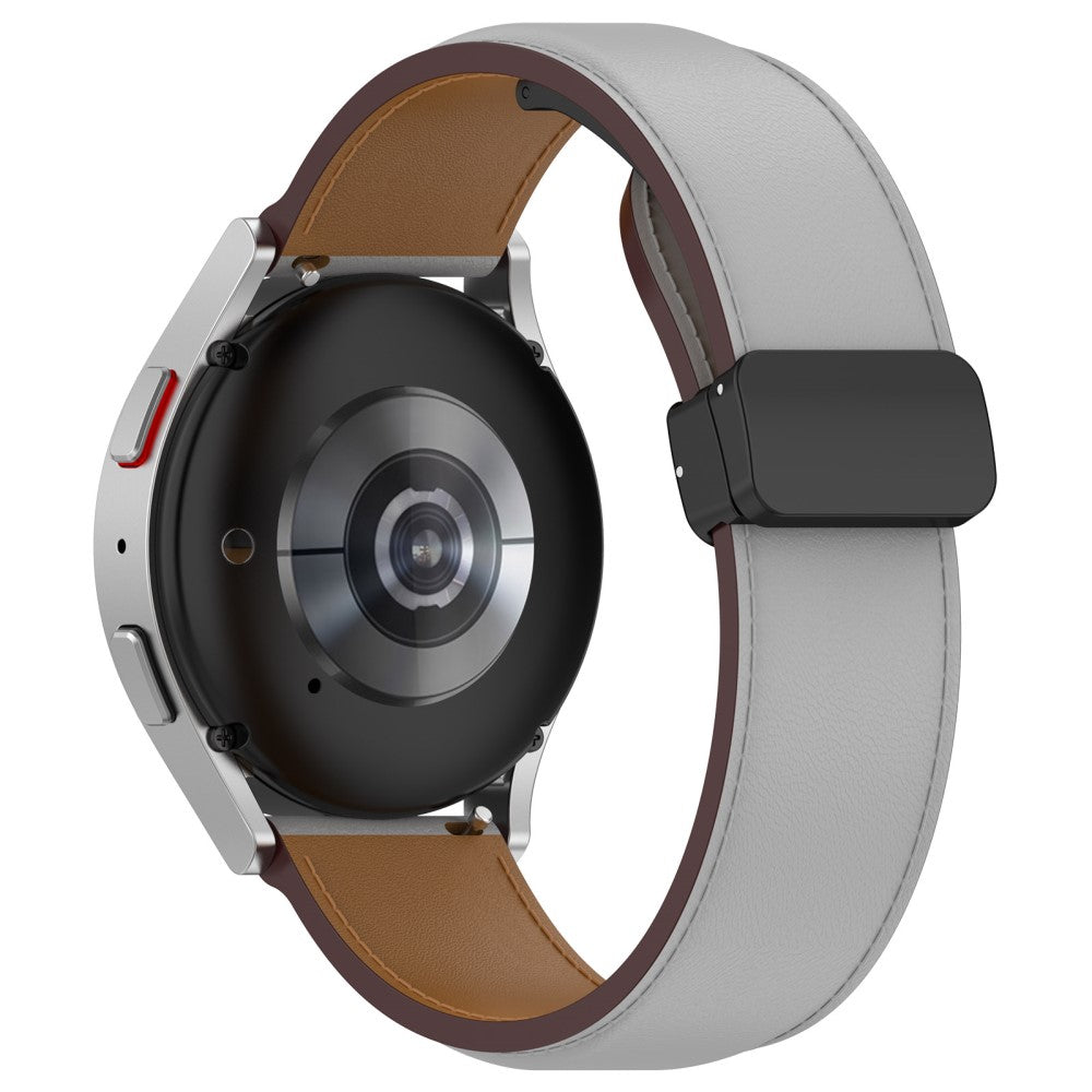 Super Fint Ægte Læder Universal Rem passer til Smartwatch - Sølv#serie_7
