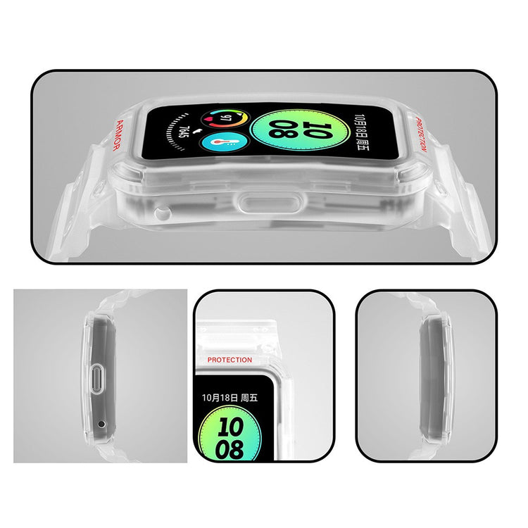 Nydelig Plastik Og Silikone Universal Rem passer til Huawei Smartwatch - Gennemsigtig#serie_7