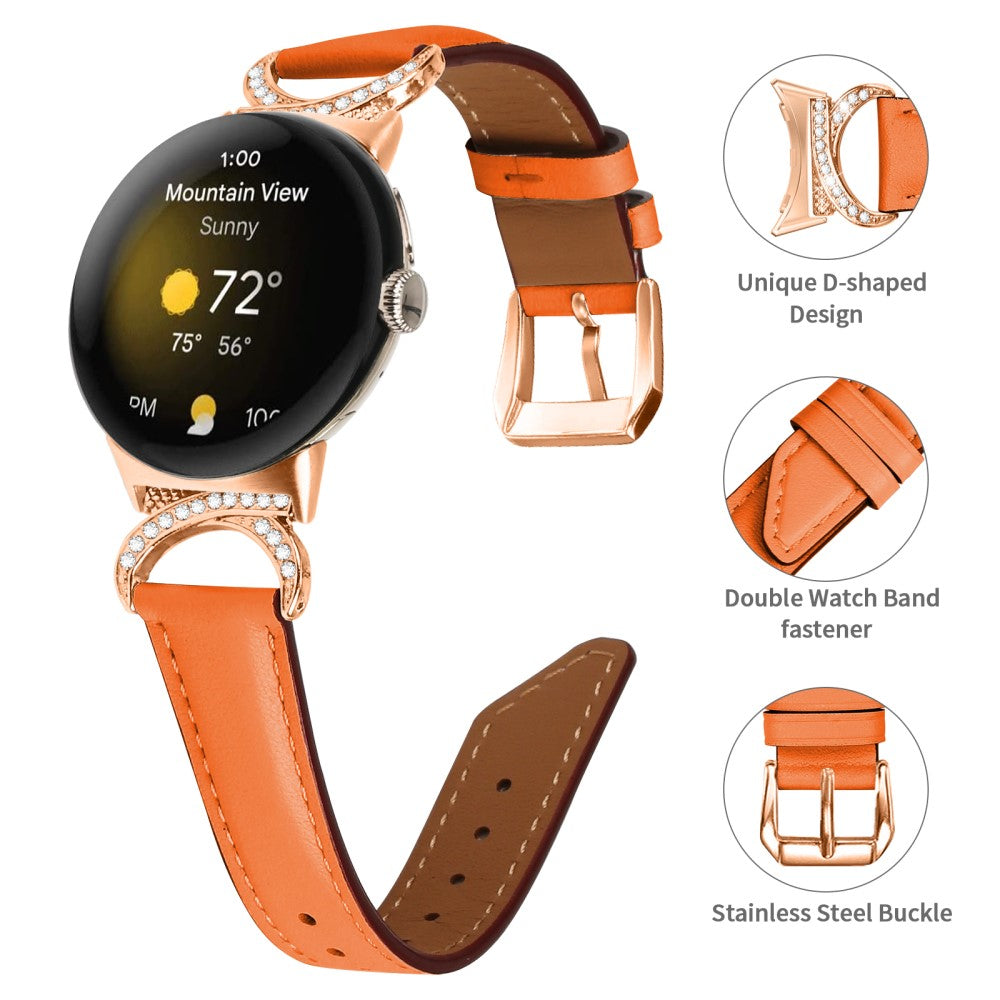 Meget Cool Kunstlæder Rem passer til Google Pixel Watch - Orange#serie_1