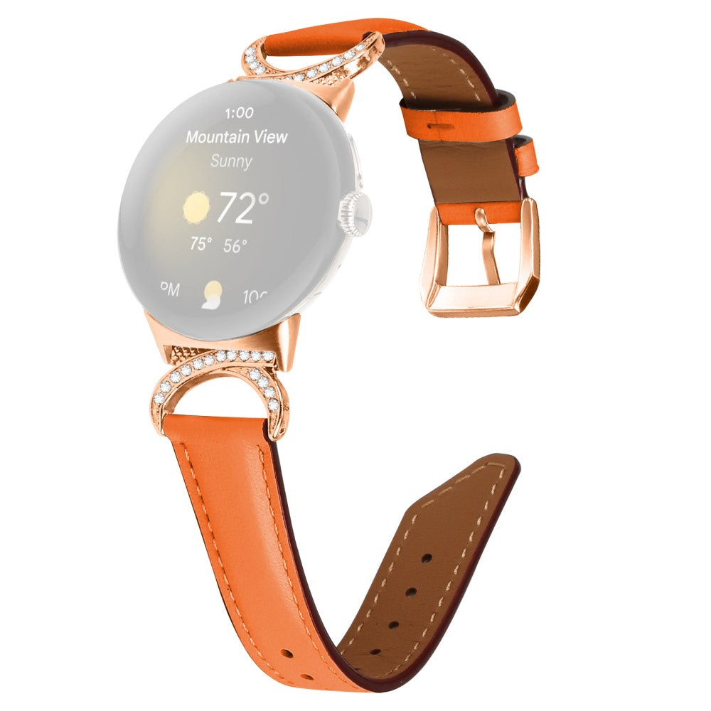 Meget Cool Kunstlæder Rem passer til Google Pixel Watch - Orange#serie_1