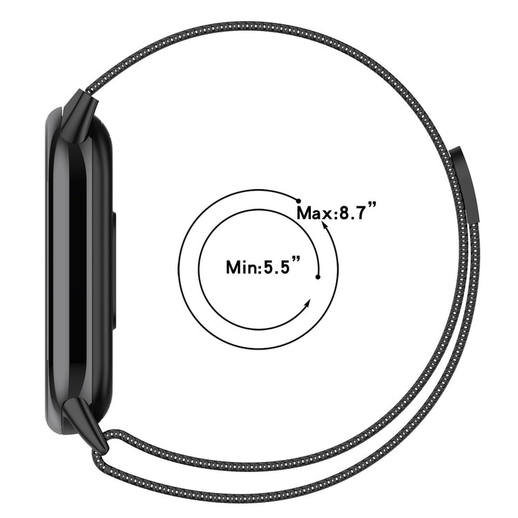 Vildt Nydelig Metal Rem passer til Xiaomi Smart Band 8 - Sort#serie_1