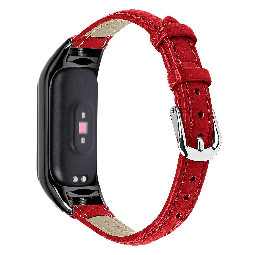 Rigtigt Kønt Ægte Læder Rem passer til Xiaomi Smart Band 8 - Rød#serie_4