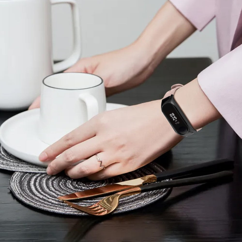 Mega Hårdfør Ægte Læder Rem passer til Xiaomi Smart Band 8 - Pink#serie_4
