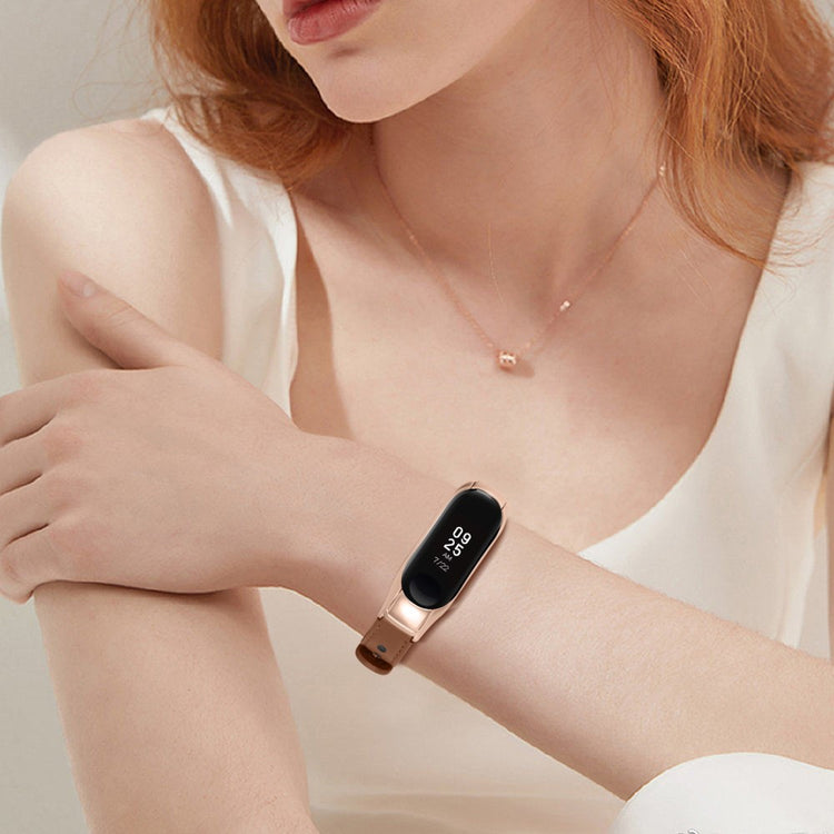 Mega Nydelig Ægte Læder Rem passer til Xiaomi Smart Band 8 - Brun#serie_11