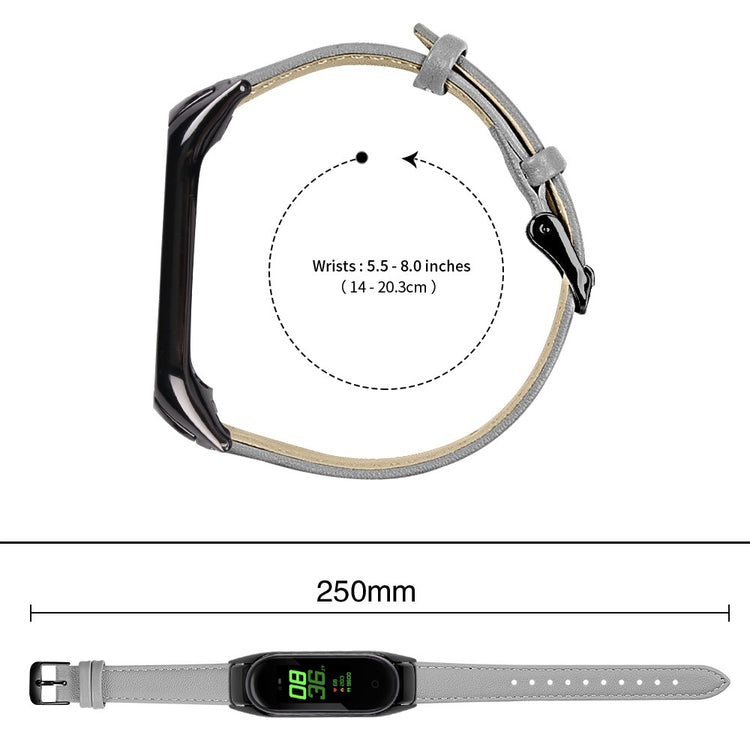 Mega Hårdfør Ægte Læder Rem passer til Xiaomi Smart Band 8 - Sølv#serie_7