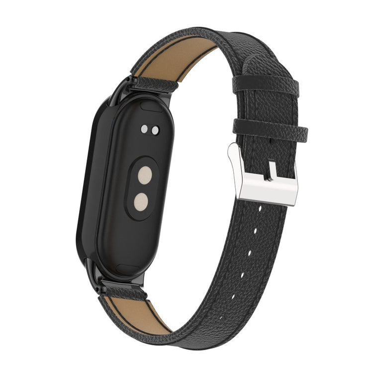 Rigtigt Fed Ægte læder Cover passer til Xiaomi Smart Band 8 - Sort#serie_1