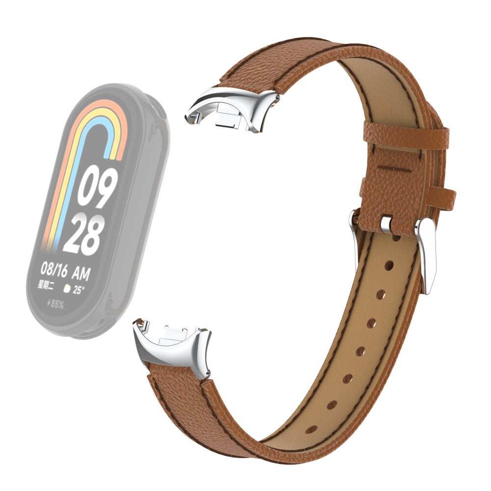 Rigtigt Fed Ægte læder Cover passer til Xiaomi Smart Band 8 - Brun#serie_4