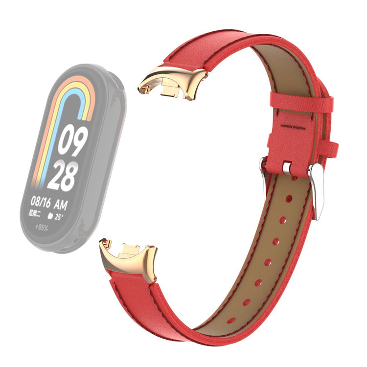Mega Godt Kunstlæder Cover passer til Xiaomi Smart Band 8 - Rød#serie_3