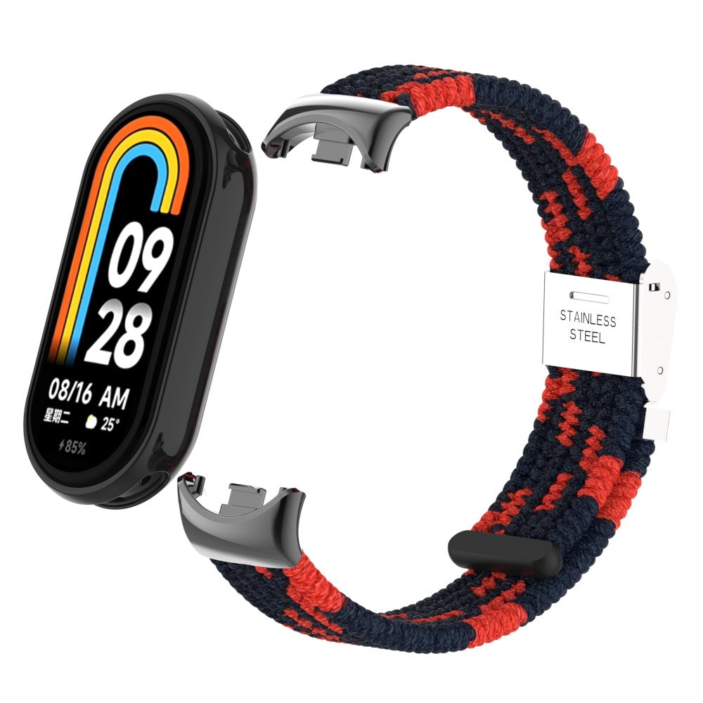 Meget Pænt Metal Og Nylon Rem passer til Xiaomi Smart Band 8 - Rød#serie_11