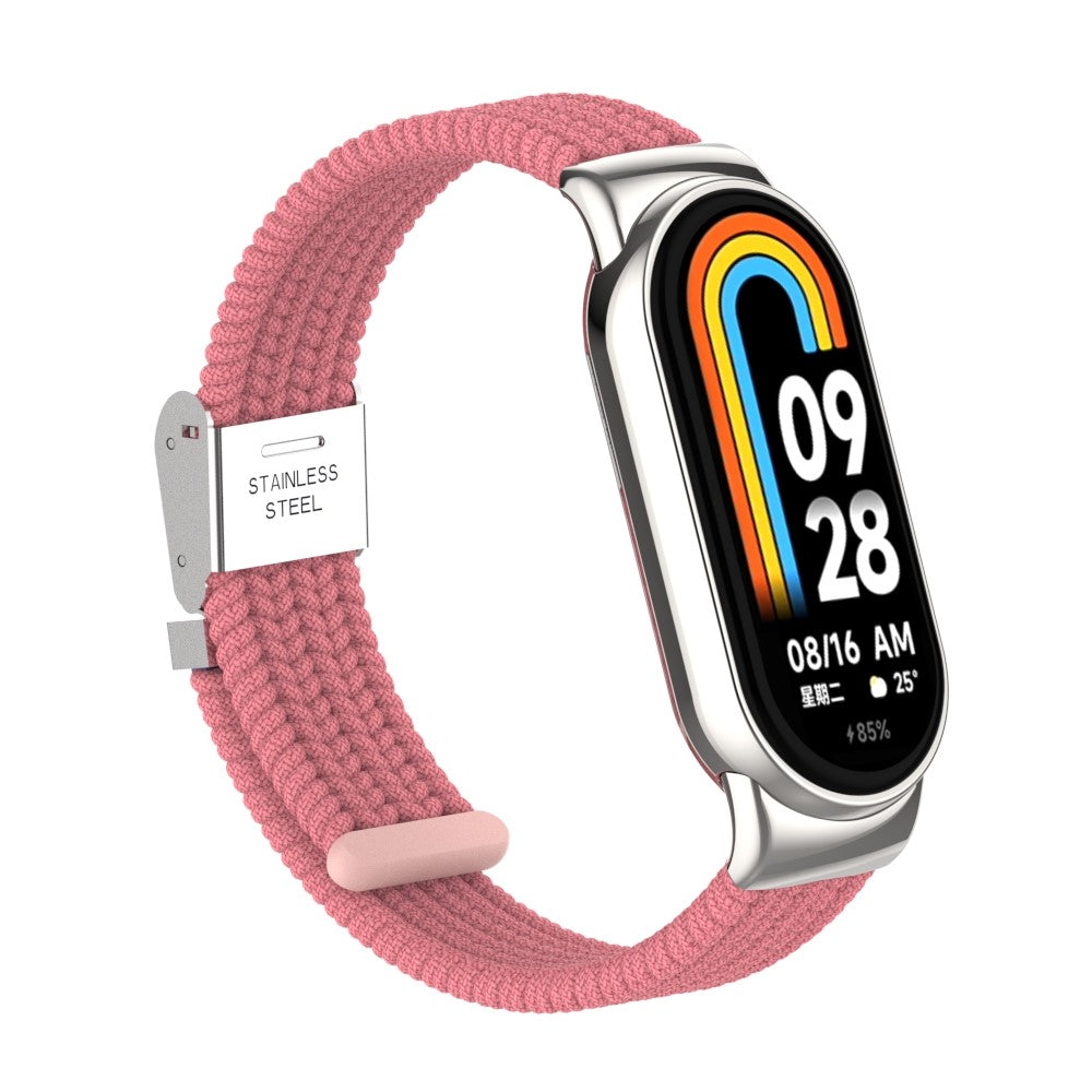 Meget Pænt Metal Og Nylon Rem passer til Xiaomi Smart Band 8 - Pink#serie_14