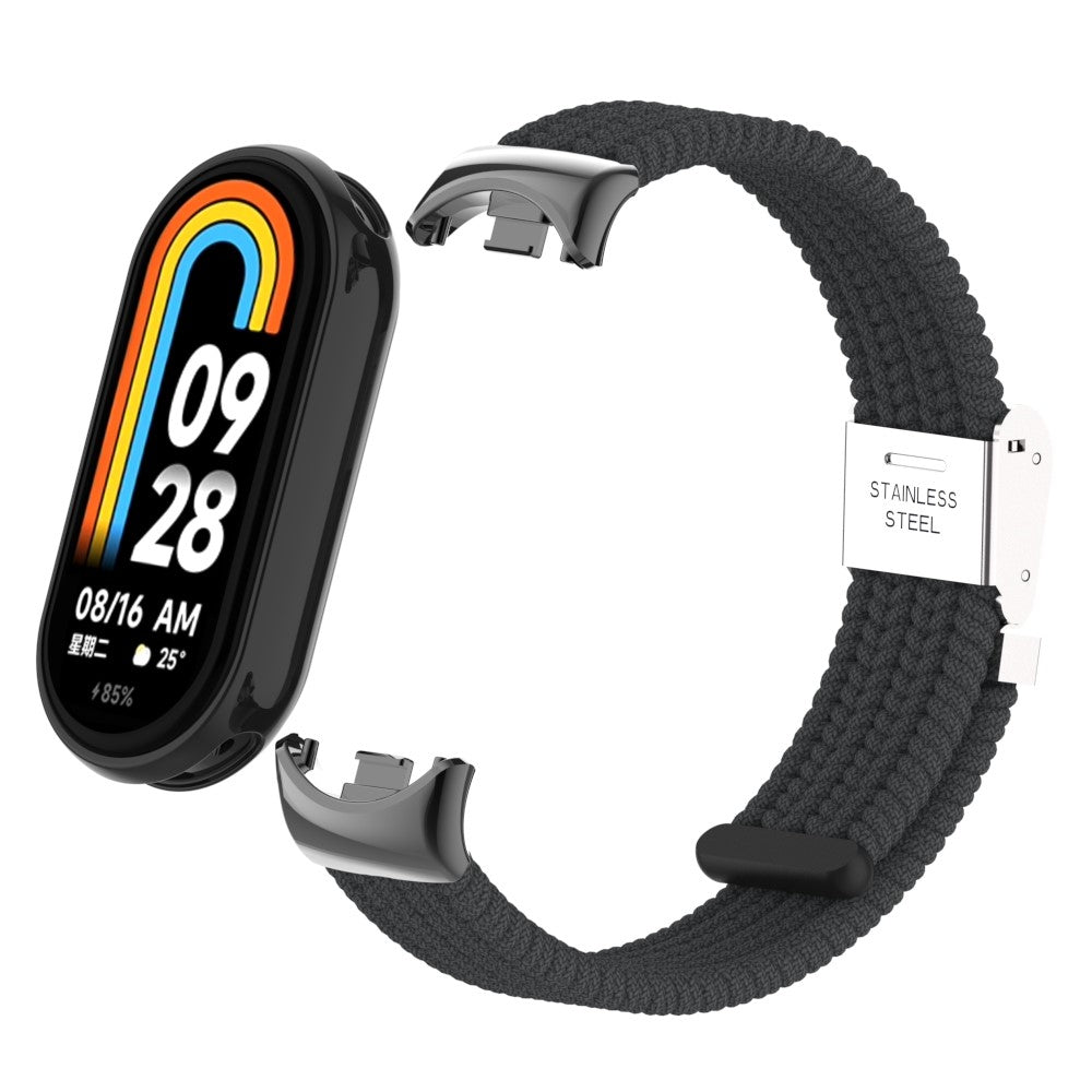 Meget Pænt Metal Og Nylon Rem passer til Xiaomi Smart Band 8 - Sort#serie_15