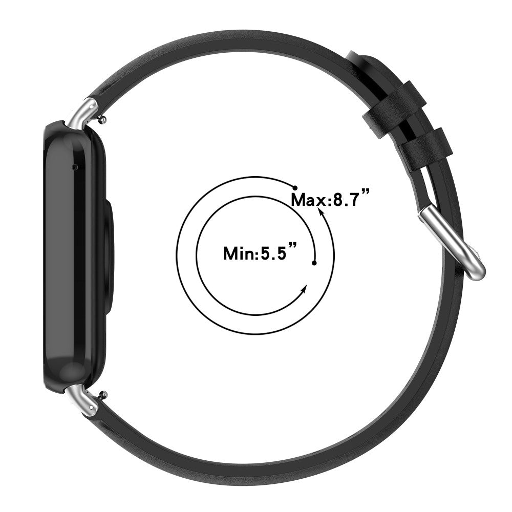 Mega Fed Ægte Læder Rem passer til Xiaomi Smart Band 8 Pro - Sort#serie_1