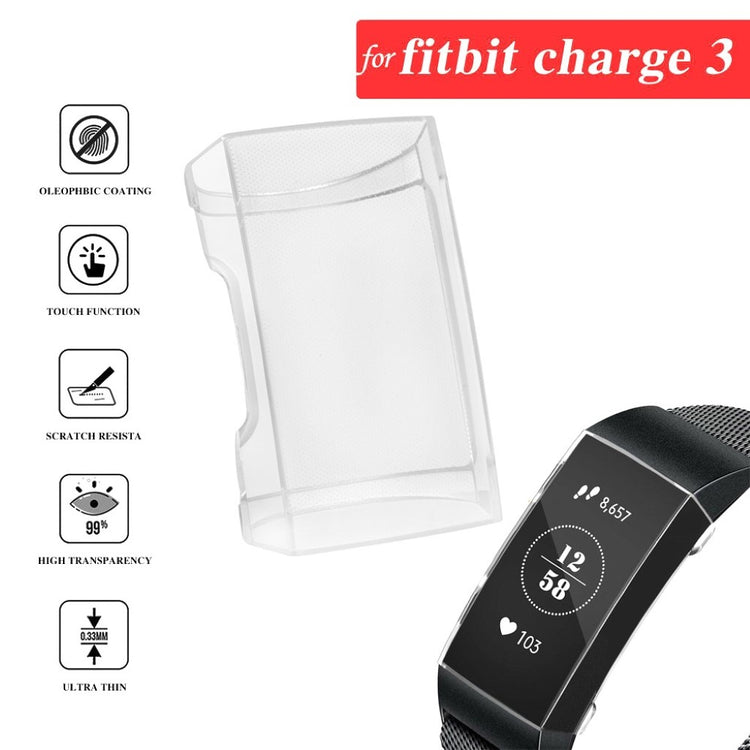 Rigtigt Flot Fitbit Charge 3 Silikone Cover - Gennemsigtig#serie_038