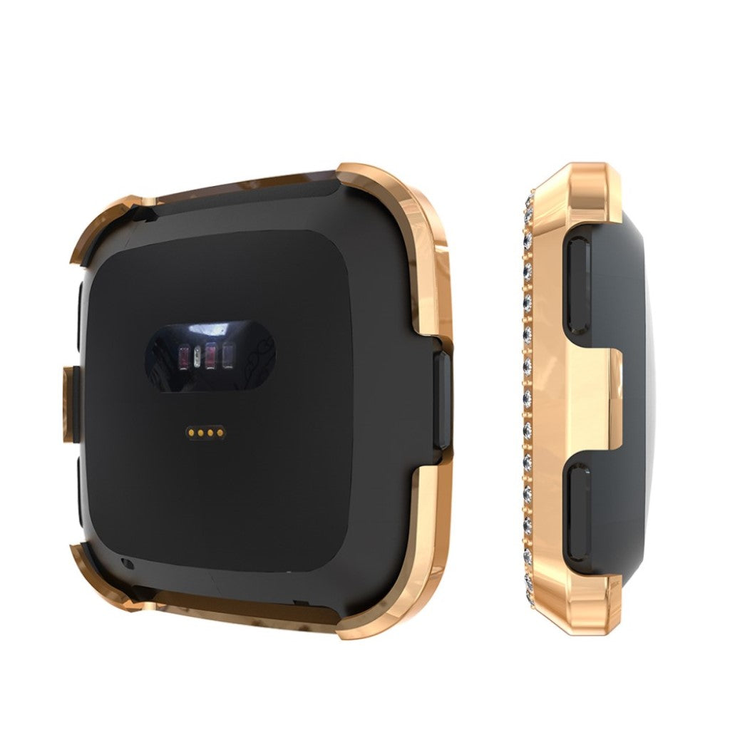 Vildt Godt Fitbit Versa Lite Rhinsten og Silikone Cover - Guld#serie_5