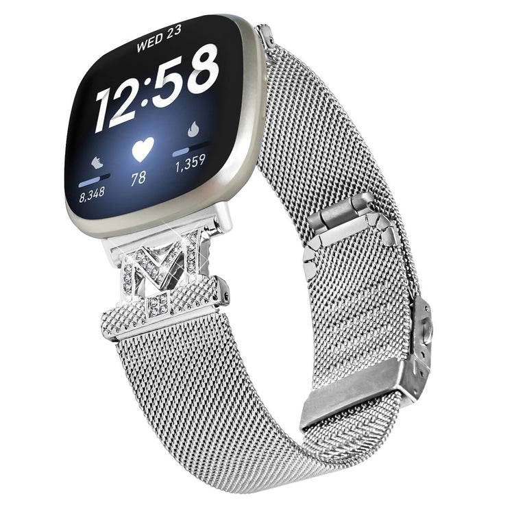 Metal Og Rhinsten Universal Rem passer til Fitbit Sense 1 / Fitbit Versa 3 - Sølv#serie_143