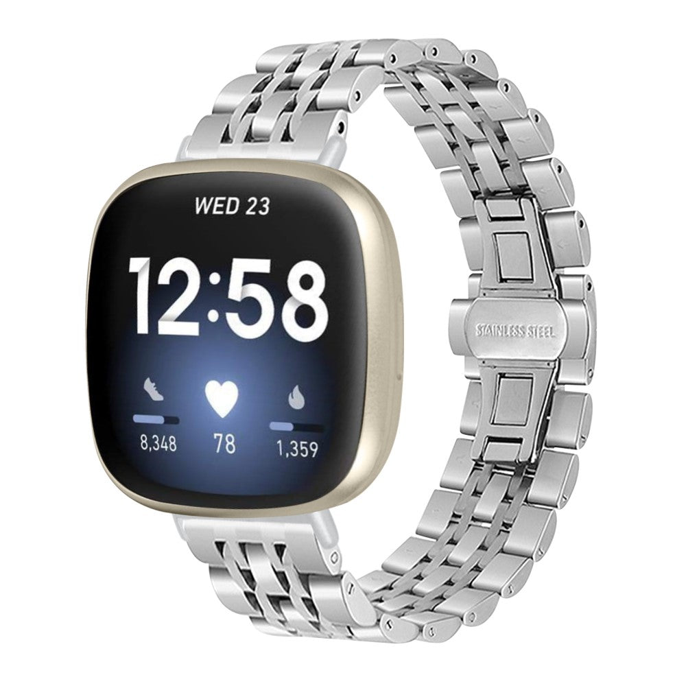 Stilren Metal Universal Rem passer til Fitbit Sense 2 / Fitbit Versa 4 - Sølv#serie_010