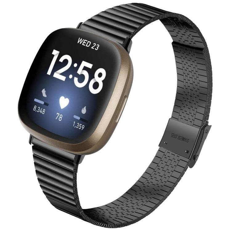 Yndigt Metal Universal Rem passer til Fitbit Sense 2 / Fitbit Versa 4 - Sort#serie_2