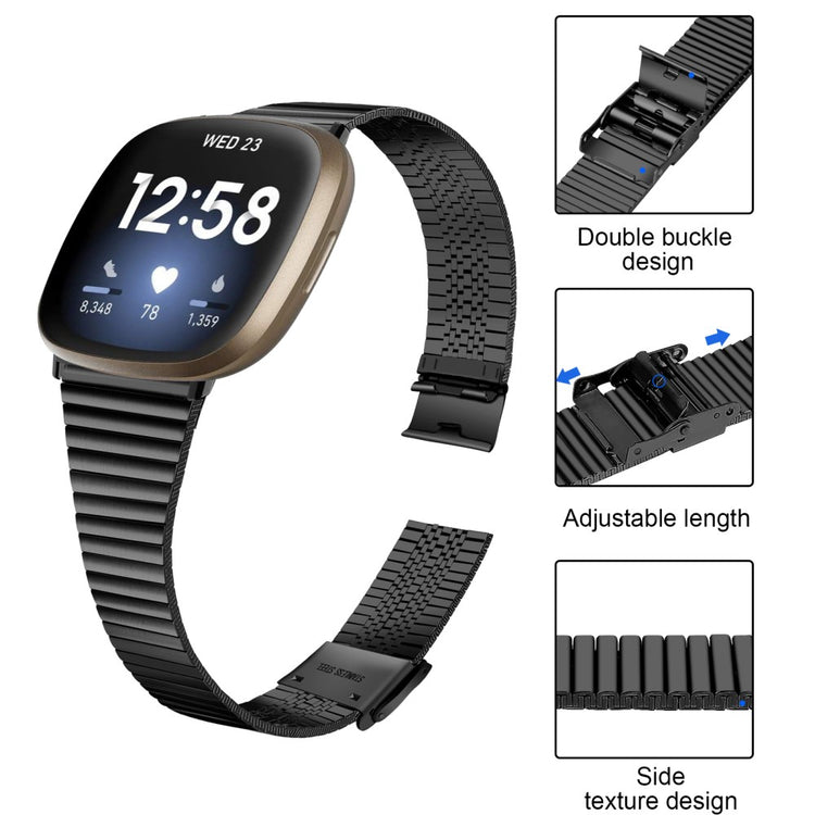 Yndigt Metal Universal Rem passer til Fitbit Sense 2 / Fitbit Versa 4 - Sort#serie_2