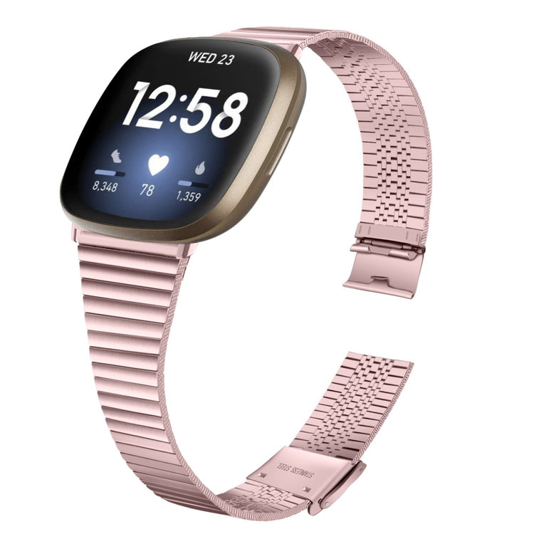 Yndigt Metal Universal Rem passer til Fitbit Sense 2 / Fitbit Versa 4 - Pink#serie_3