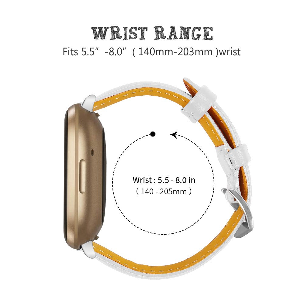 Ægte Læder Universal Rem passer til Fitbit Sense 2 / Fitbit Versa 4 - Hvid#serie_1