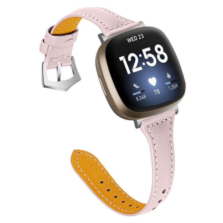 Ægte Læder Universal Rem passer til Fitbit Sense 2 / Fitbit Versa 4 - Pink#serie_3
