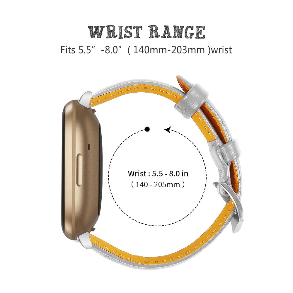 Ægte Læder Universal Rem passer til Fitbit Sense 2 / Fitbit Versa 4 - Sølv#serie_6