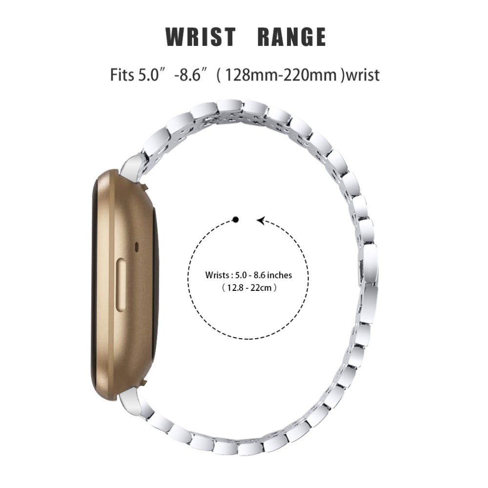 Metal Og Rhinsten Universal Rem passer til Fitbit Sense 2 / Fitbit Versa 4 - Sølv#serie_3