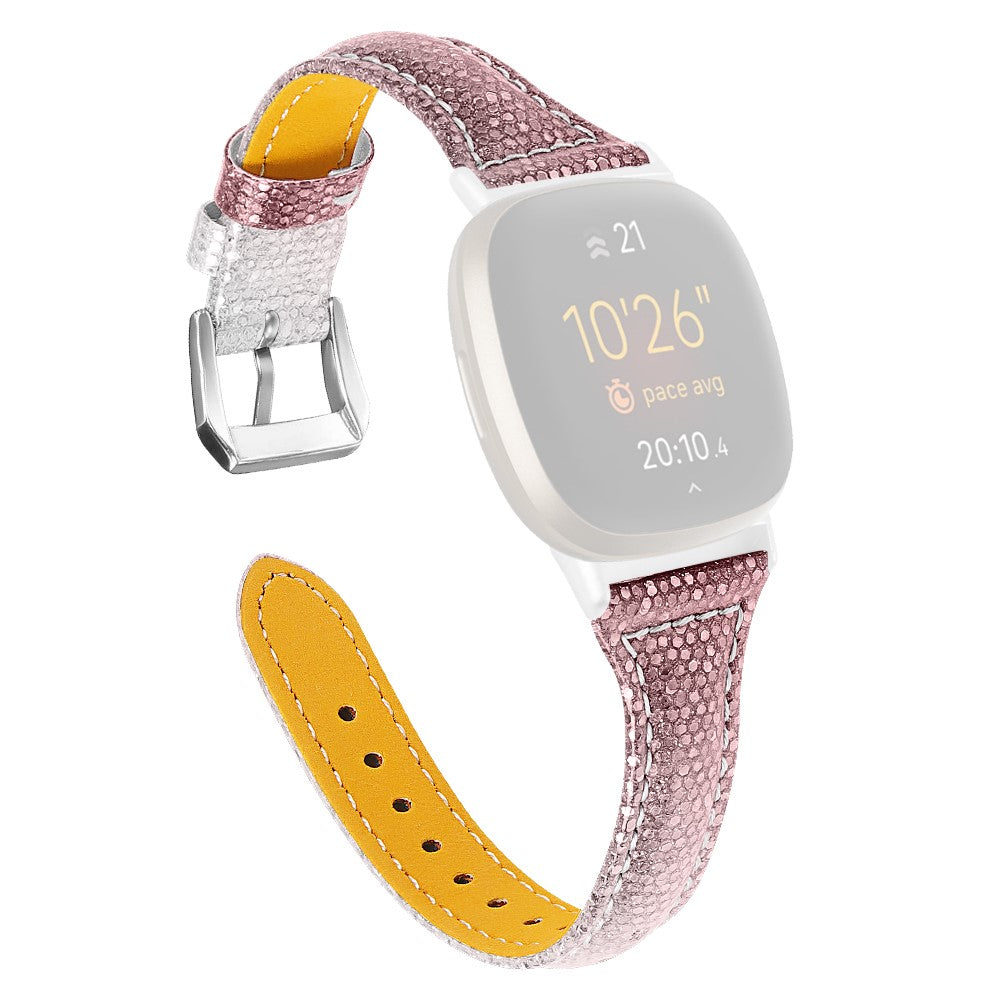 Ægte Læder Universal Rem passer til Fitbit Sense 2 / Fitbit Versa 4 - Pink#serie_2