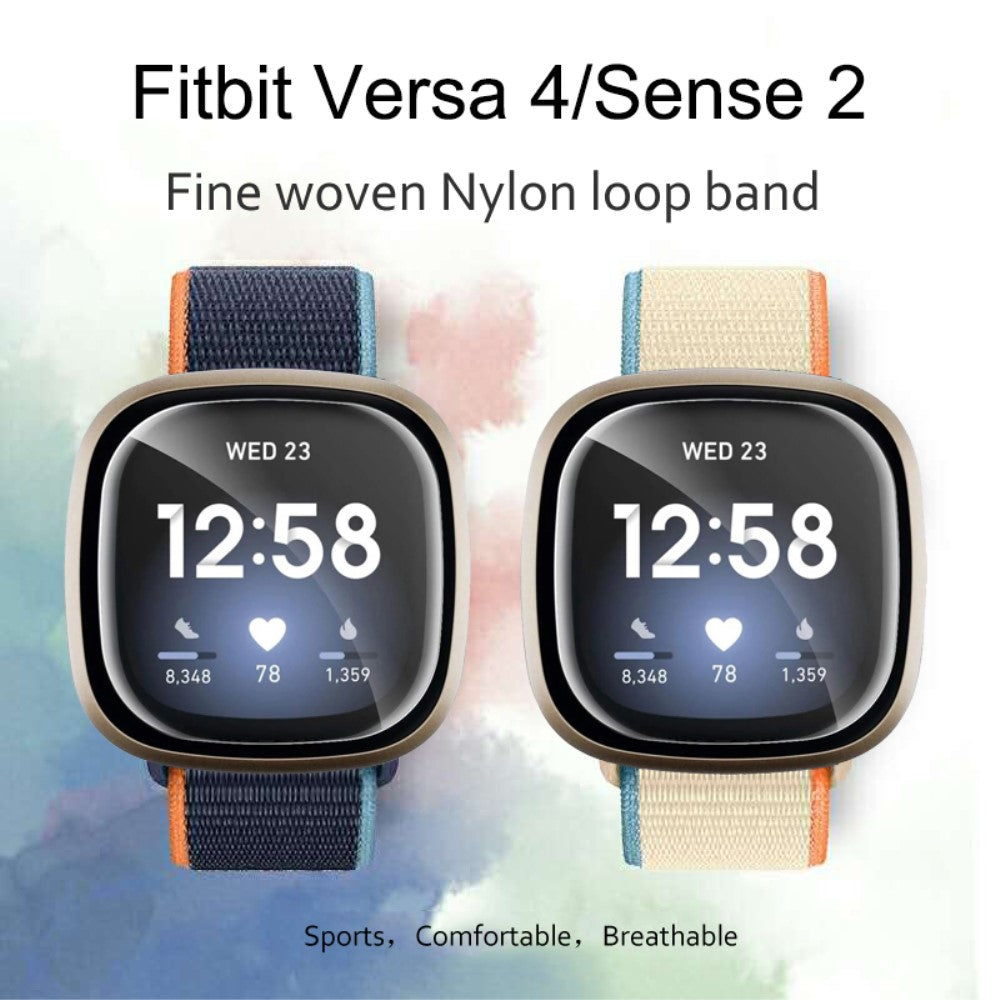 Kønt Nylon Universal Rem passer til Fitbit Versa 4 / Fitbit Sense 2 - Hvid#serie_1