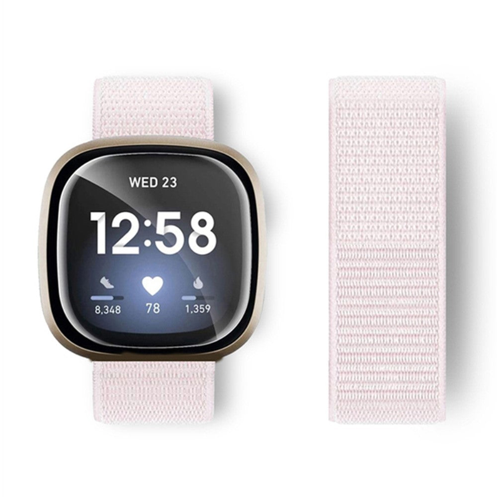 Kønt Nylon Universal Rem passer til Fitbit Versa 4 / Fitbit Sense 2 - Pink#serie_25