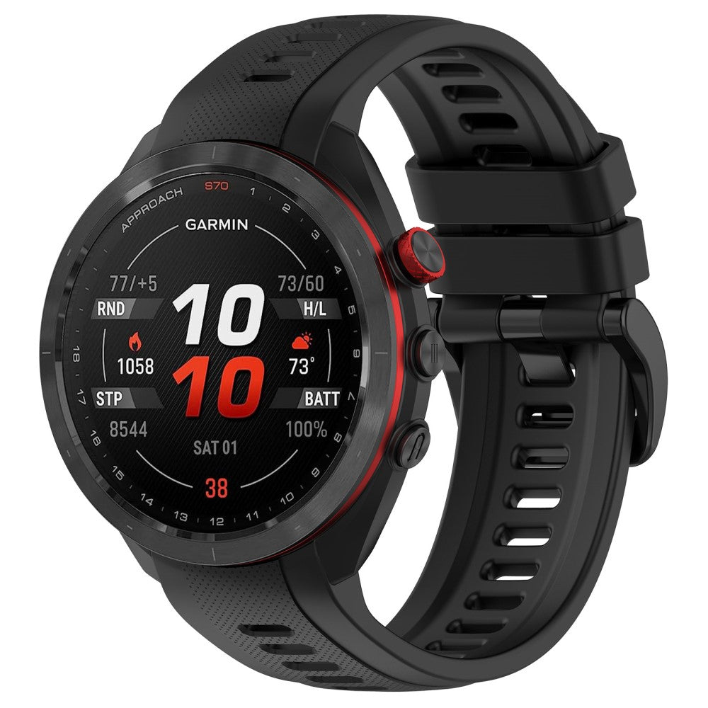 Metal Og Silikone Universal Rem passer til Garmin Approach S70 (47mm) / Garmin Approach S70 Series - Sort#serie_1