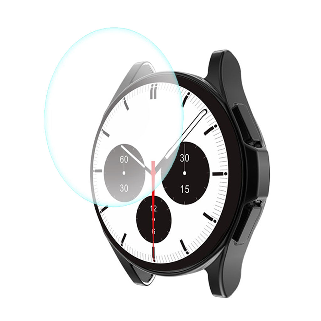 Meget Fed Samsung Galaxy Watch 4 Classic (42mm) Cover med Skærmbeskytter i Silikone og Hærdet Glas - Gennemsigtig#serie_2